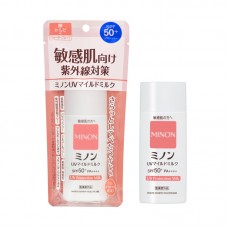 MINON Amion Moist 敏感肌溫和物理防曬乳液 SPF50+PA++++ 80ml   168-3062, 到期日: 2028年2月